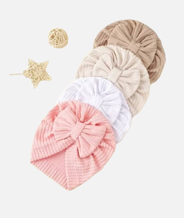 Baby Turban Headband Hats with Bow Infant Soft and Stretchy Caps