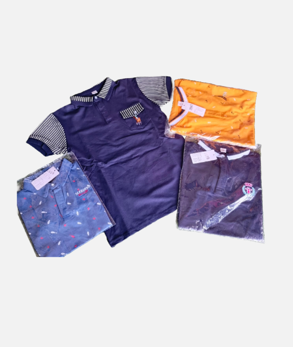 Boys’ Striped Sleeve Polo T-Shirts – Assorted Styles