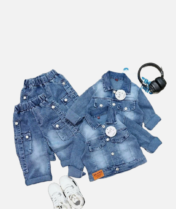 Classic Kids’ Denim Jacket & Jogger Pants Set – 2-Pack