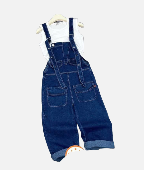 Classic Kids’ Denim Overalls with White Tank Top Set