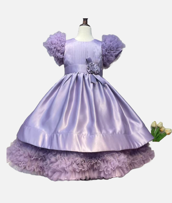 Elegant Lavender Ruffled Party Dress for Girls