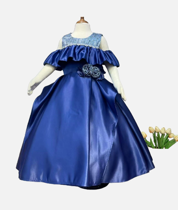 Elegant Royal Blue Off-Shoulder Ball Gown for Girls
