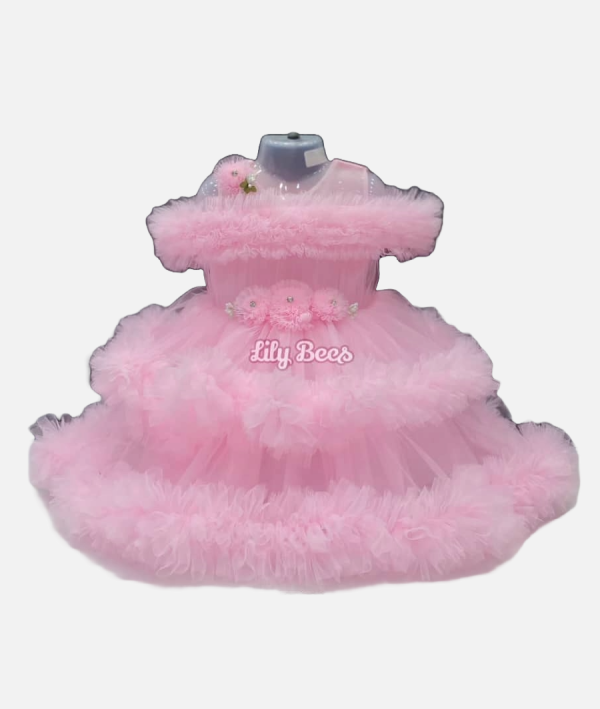 Enchanting Pink Tiered Tulle Party Dress for Girls