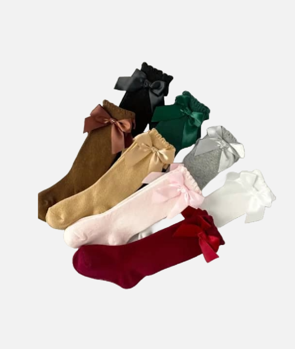 Girls Bow Knee-High Socks Ruffled Dress and Casual Socks