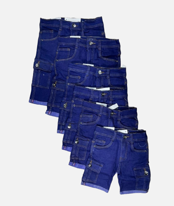 Kids’ Classic Blue Denim Cargo Shorts – Multi-Pack