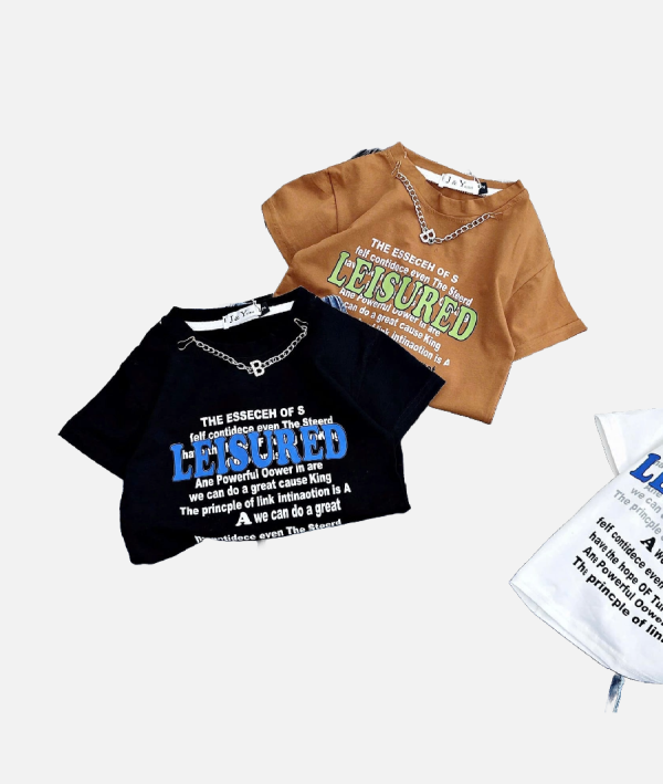 Kids Leisure Crop Top T-Shirts – Streetwear Tees with Chain