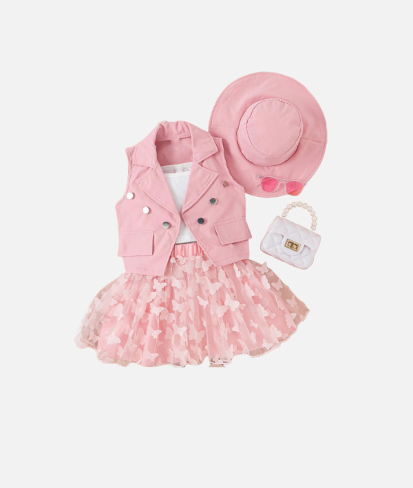 Toddler Girls Butterfly Skirt and Vest Set with Accessories