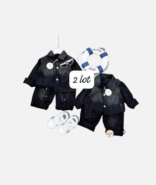 Toddler Unisex Washed Denim Jacket and Jeans Set