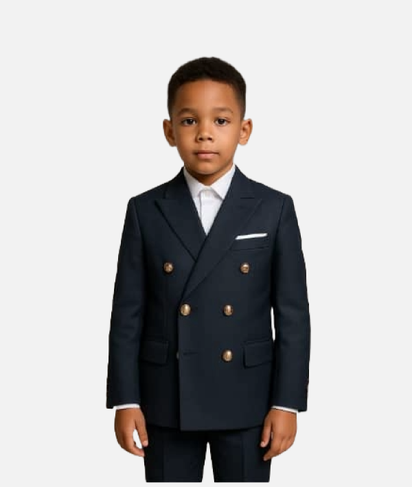 Boys Elegant Navy Blue Double Breasted Suit