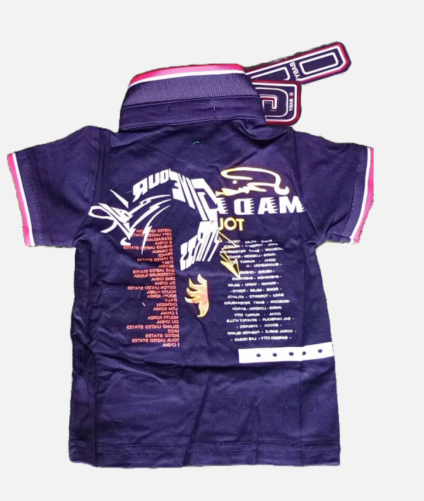 Boys Navy Blue Graphic Print Polo Shirt