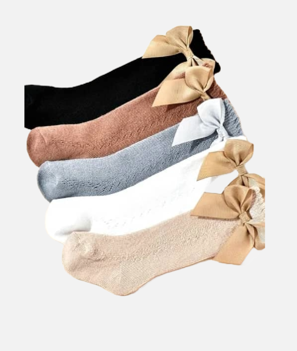 Girls Knee High Bow Socks Multi Color Pack
