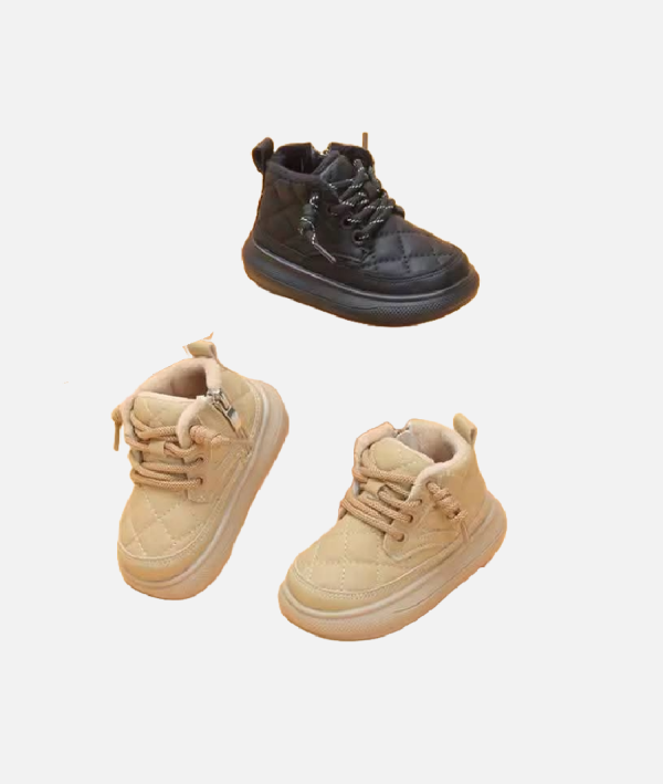 Kids Quilted High Top Sneakers Black Beige Options