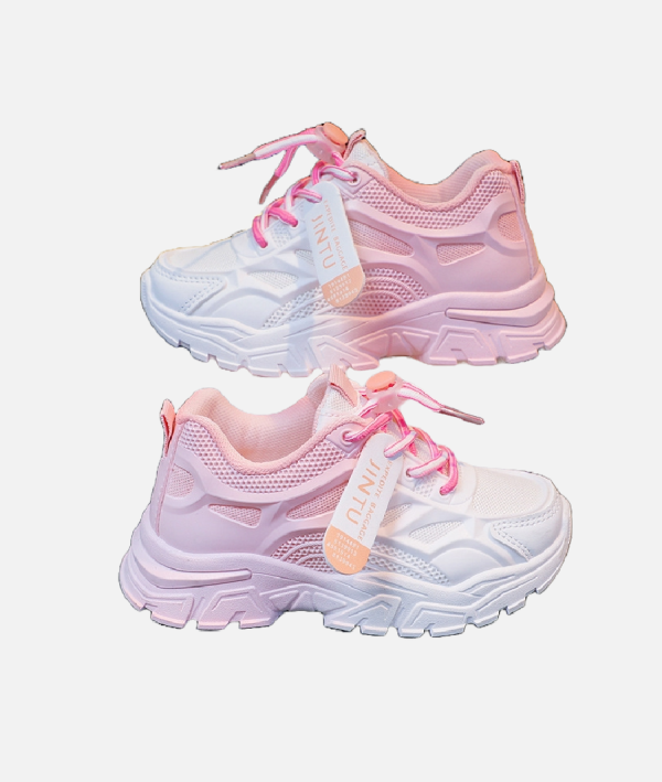 Stylish White And Pink Jintu Kids Sneakers