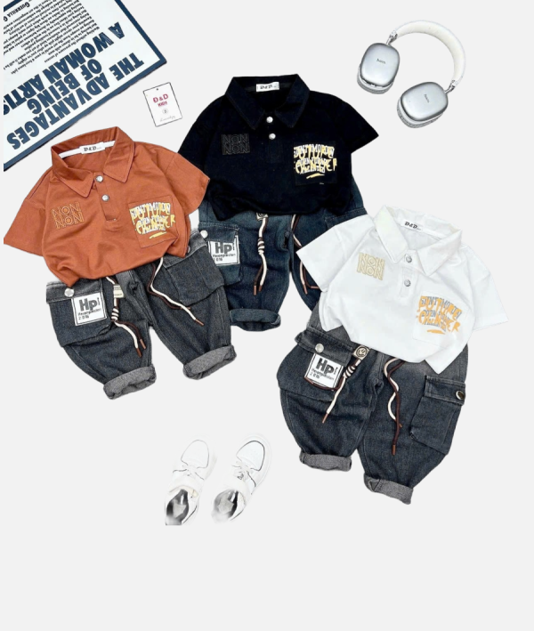 Baby Boys’ Casual Polo Shirt and Jeans Pants Set