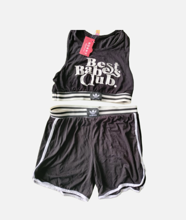 Best Babes Club Black Crop Top and Shorts Two-Piece Set