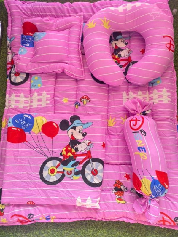 Pink Mickey Mouse Baby Duvet Set with Pillow & Neck Support
