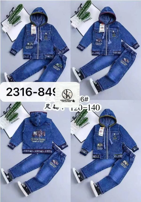 Quality PeeJz-Ba Jeans 3 in 1 Joggers color blue and white size 130-140